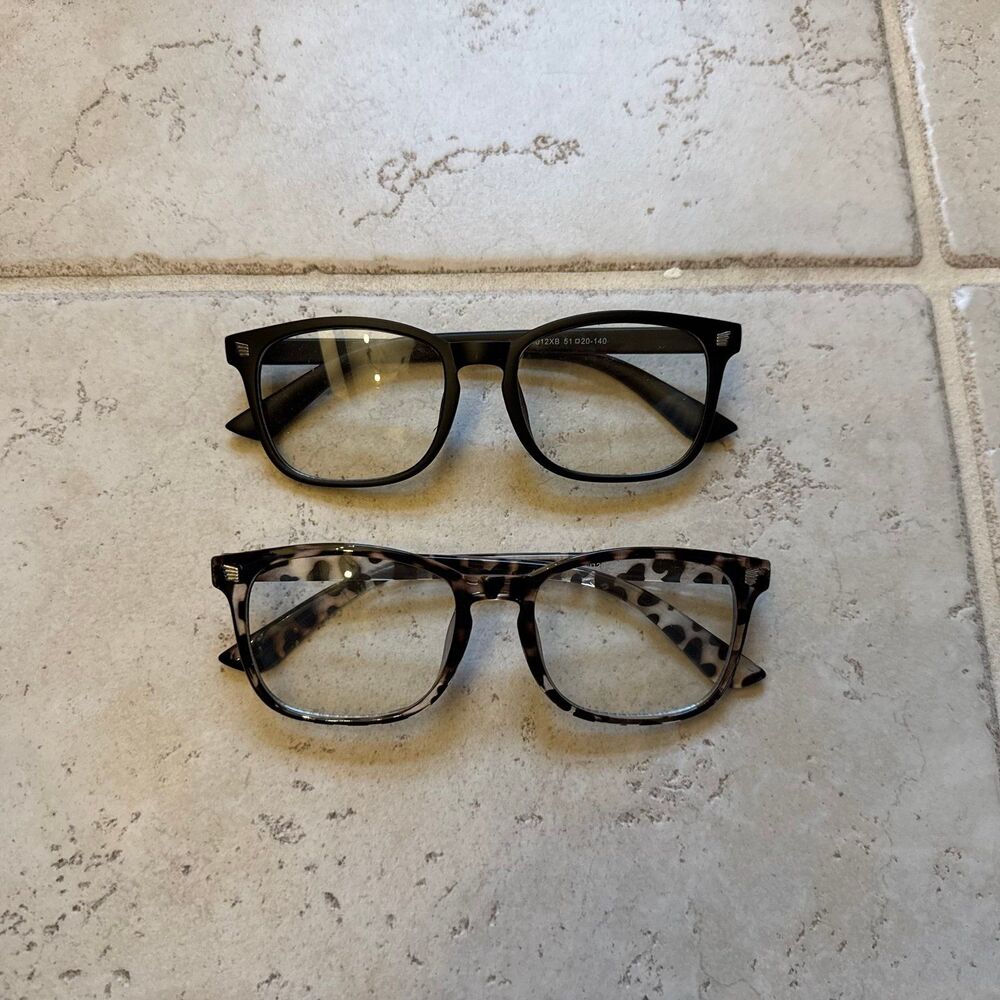 Blue Light Blocking Glasses Set of 2 – Matte Black & Leopard Print